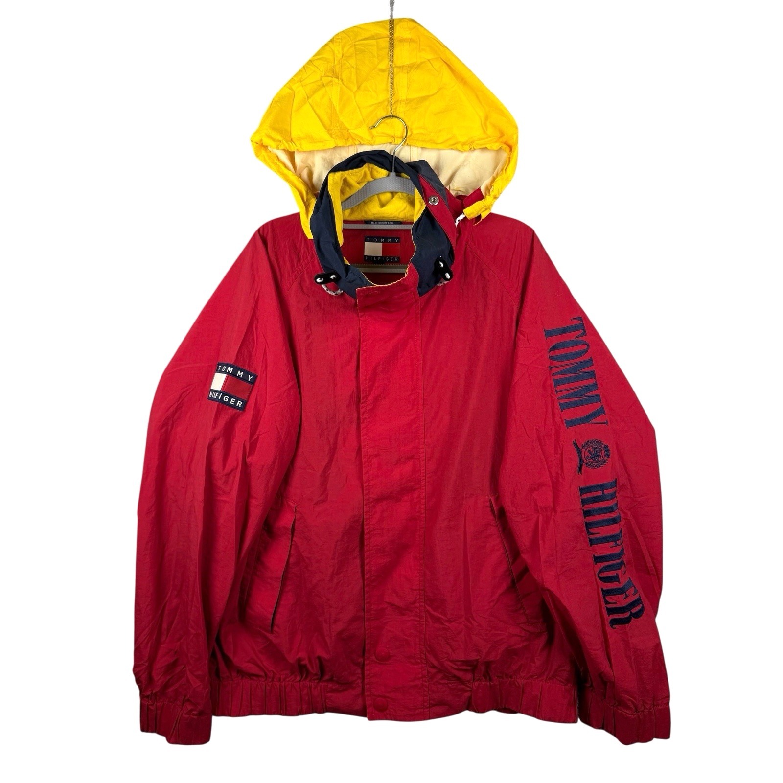 Vintage Tommy Hilfiger Jacket Mens Sz L Spell Out Hiphop Streetwear Windbreaker